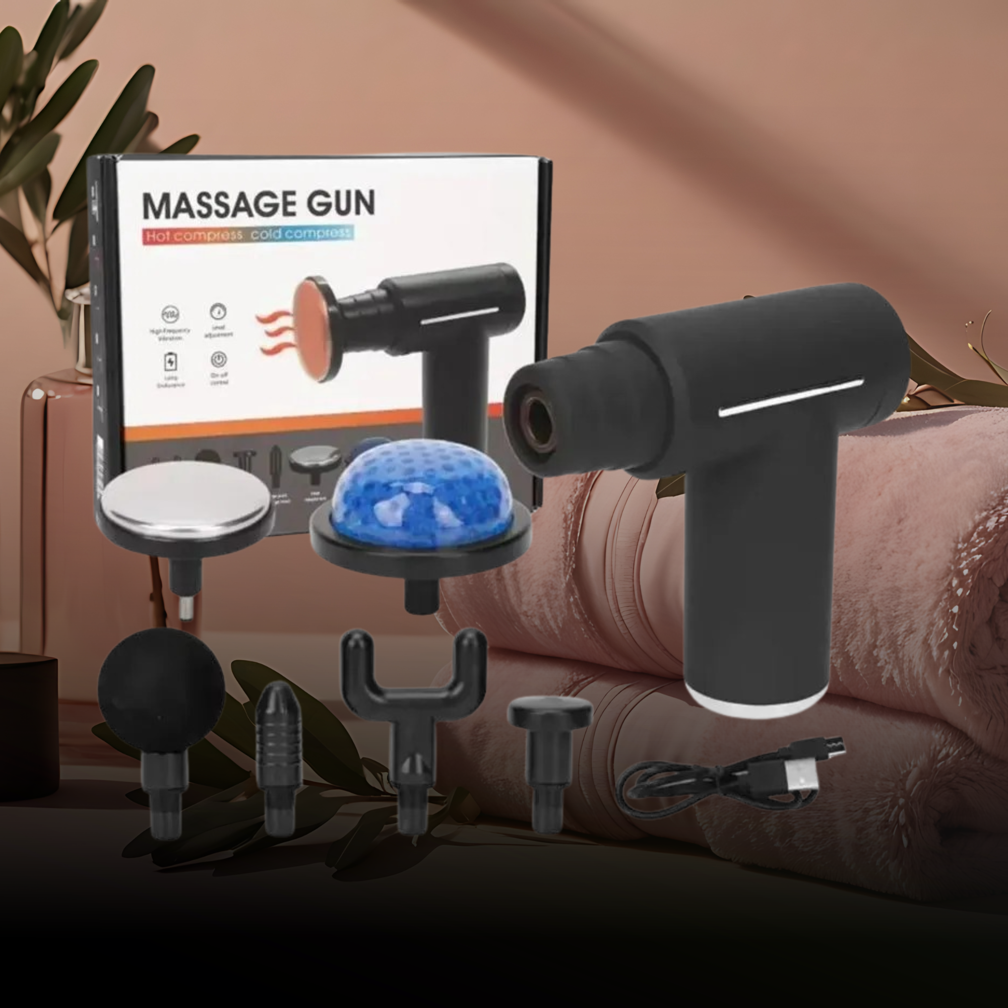 Pistola Masaje Muscular 6 en 1 de Alta Potencia