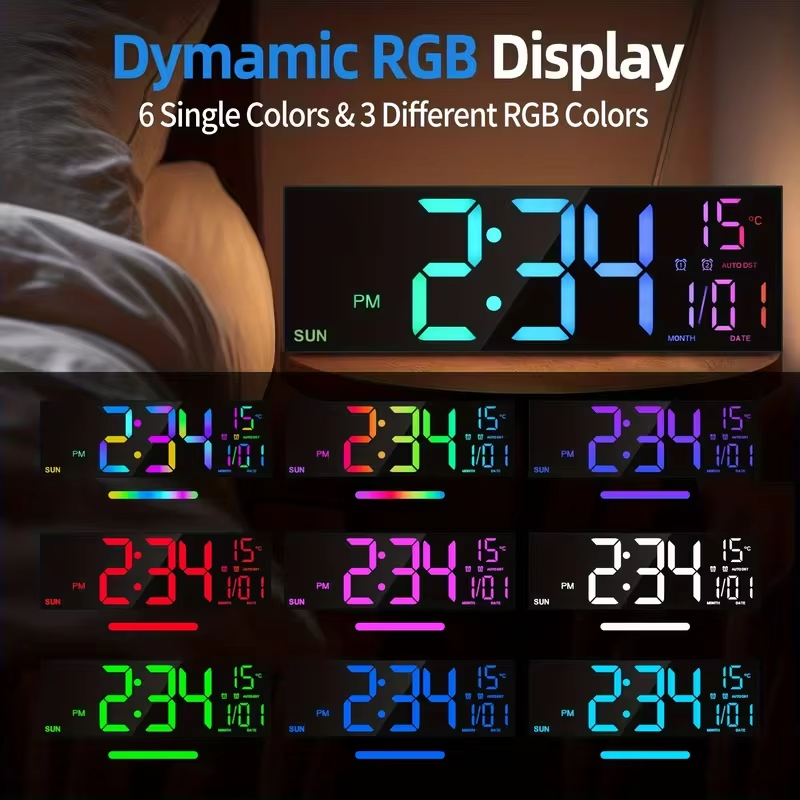 Reloj Despertador Digital RGB con Luz LED Ambiental
