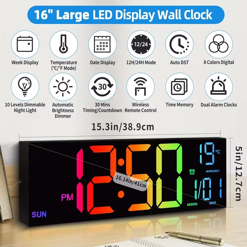 Reloj Despertador Digital RGB con Luz LED Ambiental