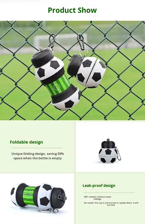 Botella De Agua Plegable De Silicona Diseño Fútbol
